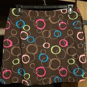 SkirtSports Brown Mini Skirt with Pink, Blue, Green & Cream Rings